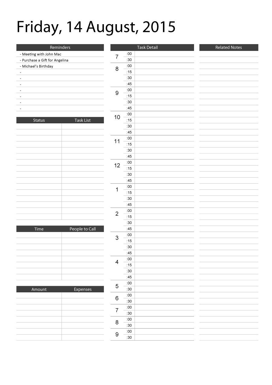 40+ Printable Daily Planner Templates (Free) ᐅ Template Lab - Free Printable Daily Schedule Chart