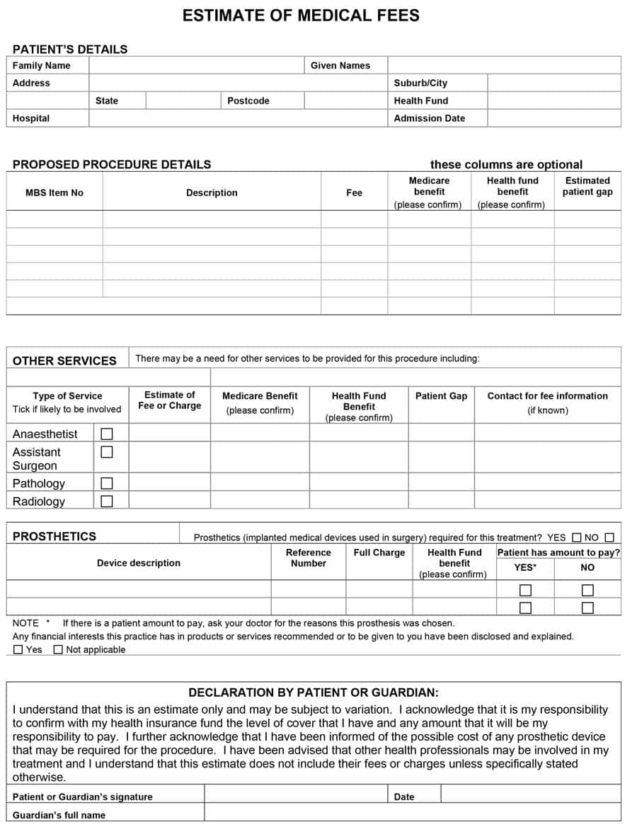 44 Free Estimate Template Forms [Construction, Repair, Cleaning] - Free Printable Contractor Bid Forms