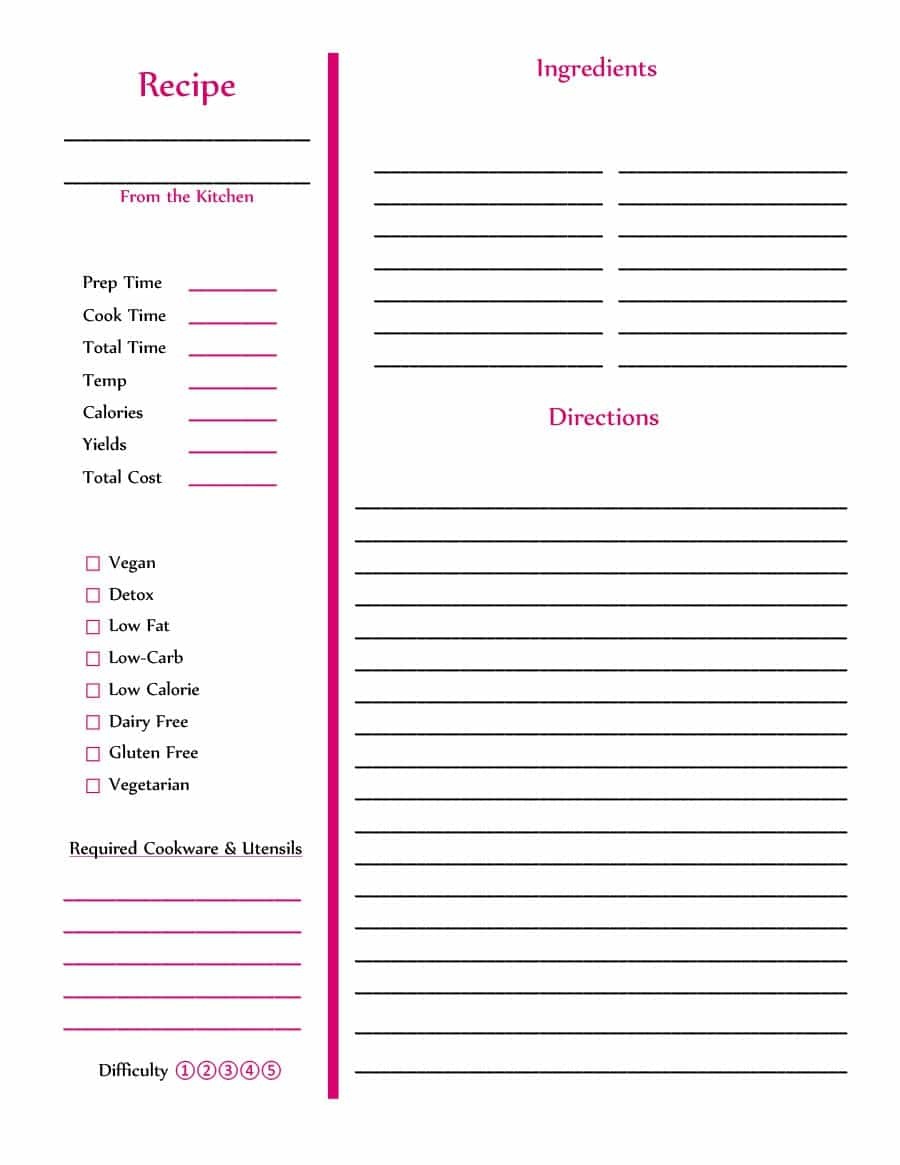 44 Perfect Cookbook Templates [+Recipe Book &amp;amp; Recipe Cards] - Free Recipe Book Templates Printable