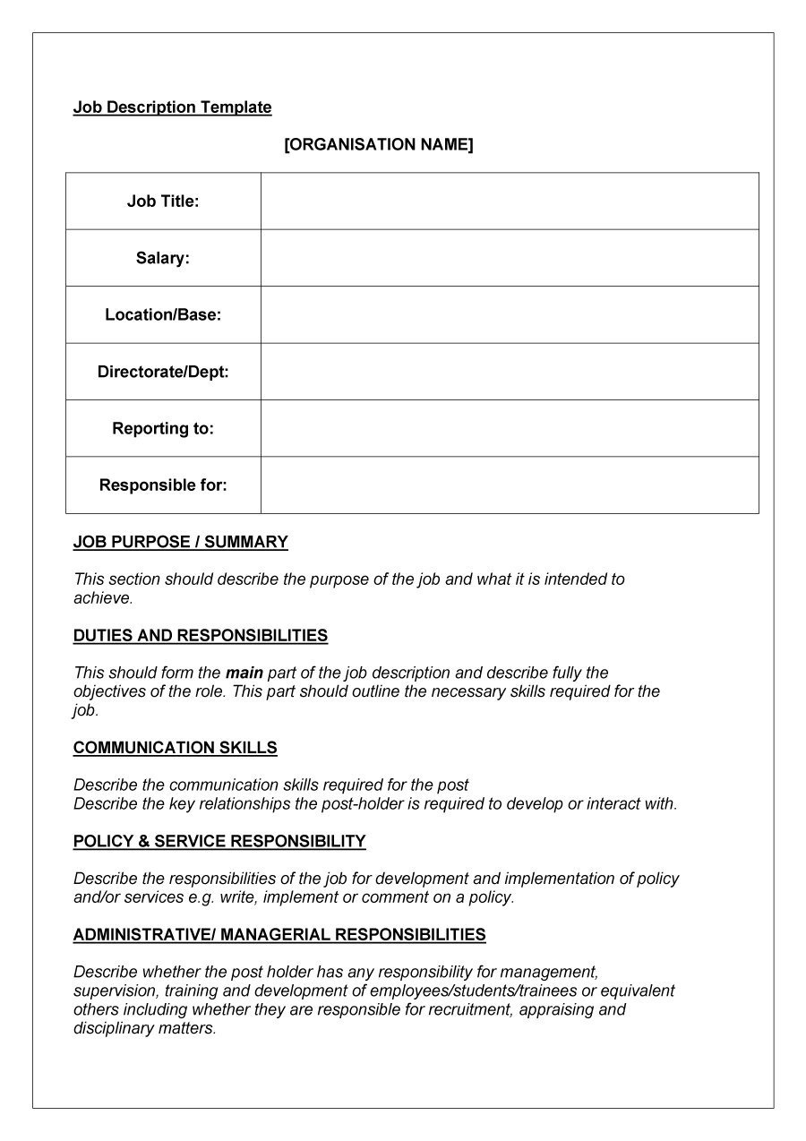 47 Job Description Templates &amp;amp; Examples ᐅ Template Lab - Free Printable Job Description Template