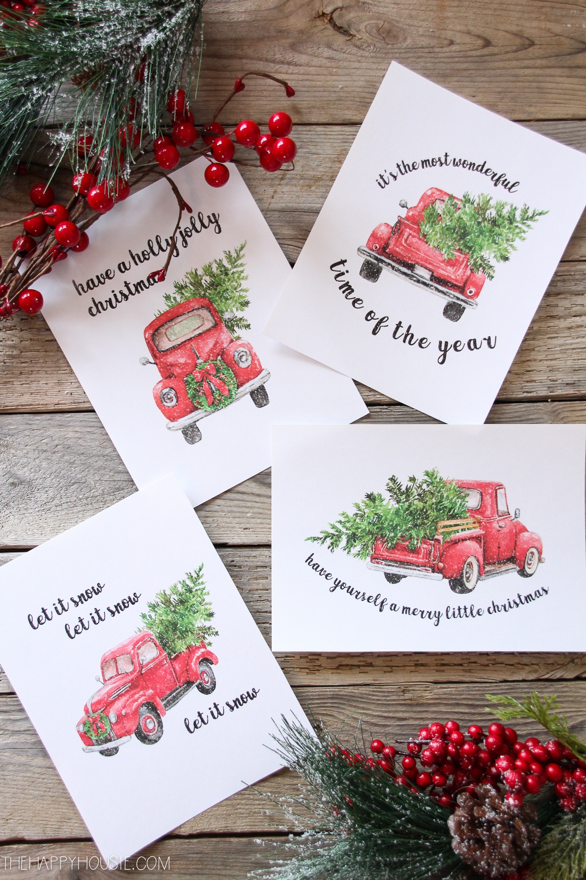 5 Free Vintage Truck Christmas Printables | The Happy Housie - Free Printable Christmas Decorations