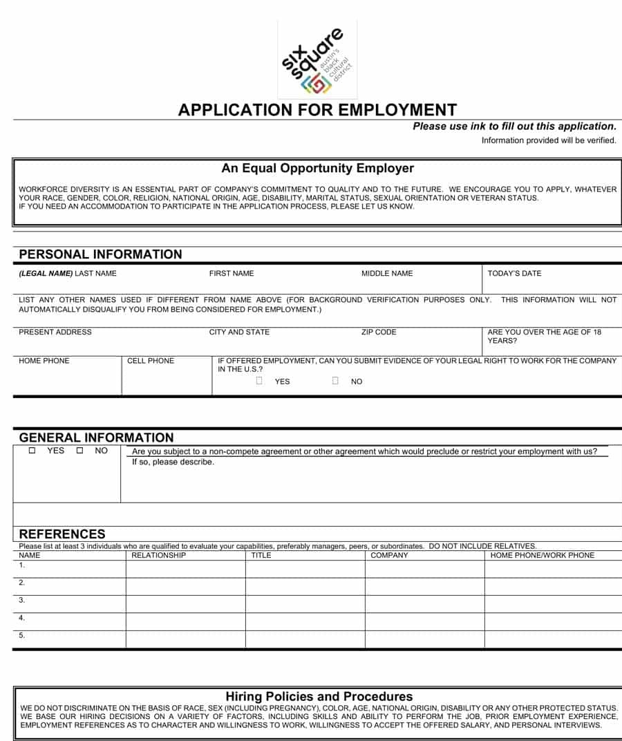 50 Free Employment / Job Application Form Templates [Printable] ᐅ - Free Printable General Application For Employment