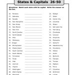 50 States Capitals List Printable | Back To School | States   Free Printable States And Capitals Worksheets