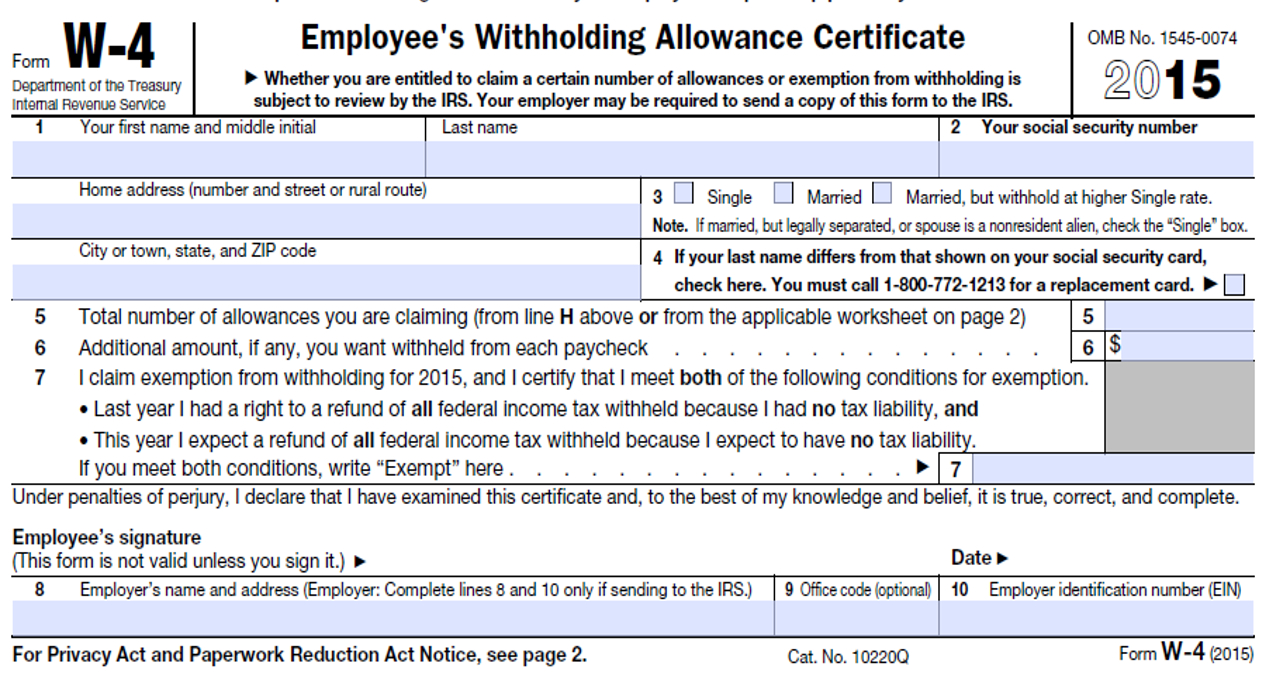 6 Best Photos Of W-4 Tax Form 2015 - 2014 W 4 Tax Form, Irs 2015 W 4 - Free Printable W 4 Form