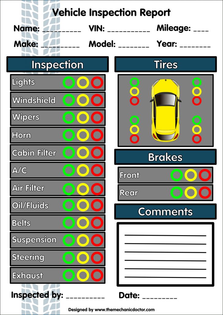 Free Printable Vehicle Inspection Form