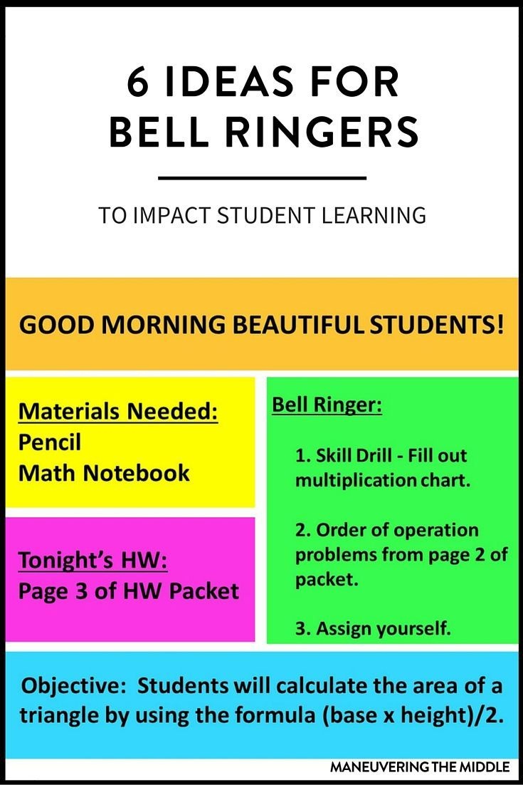 6 Ideas For Bell Ringers | New Teachers | Bell Ringers, Science Bell - Free Printable Bell Ringers