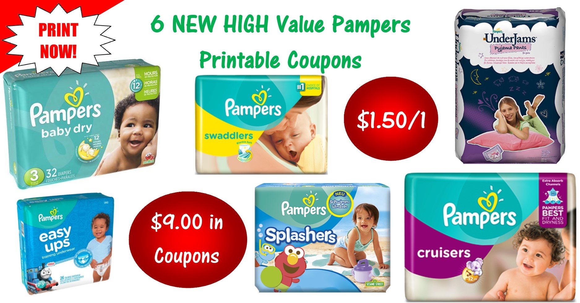 6 Pampers Printable Coupons ~ Print Now! $9 In Savings! - Free Printable Coupons For Pampers Pull Ups