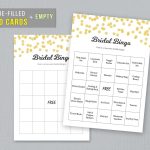 60 Prefilled Bridal Bingo Cards Empty Bingo Sheet Printable | Etsy   Free Printable Bingo Cards And Call Sheet