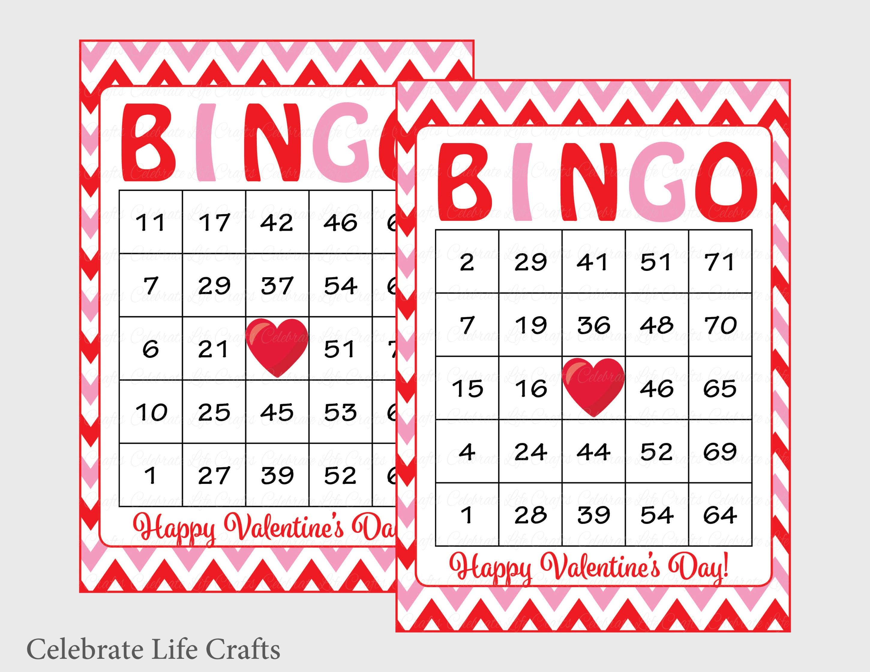 60 Valentines Bingo Cards Printable Valentine Bingo Cards | Etsy - Free Printable Bingo Cards Random Numbers