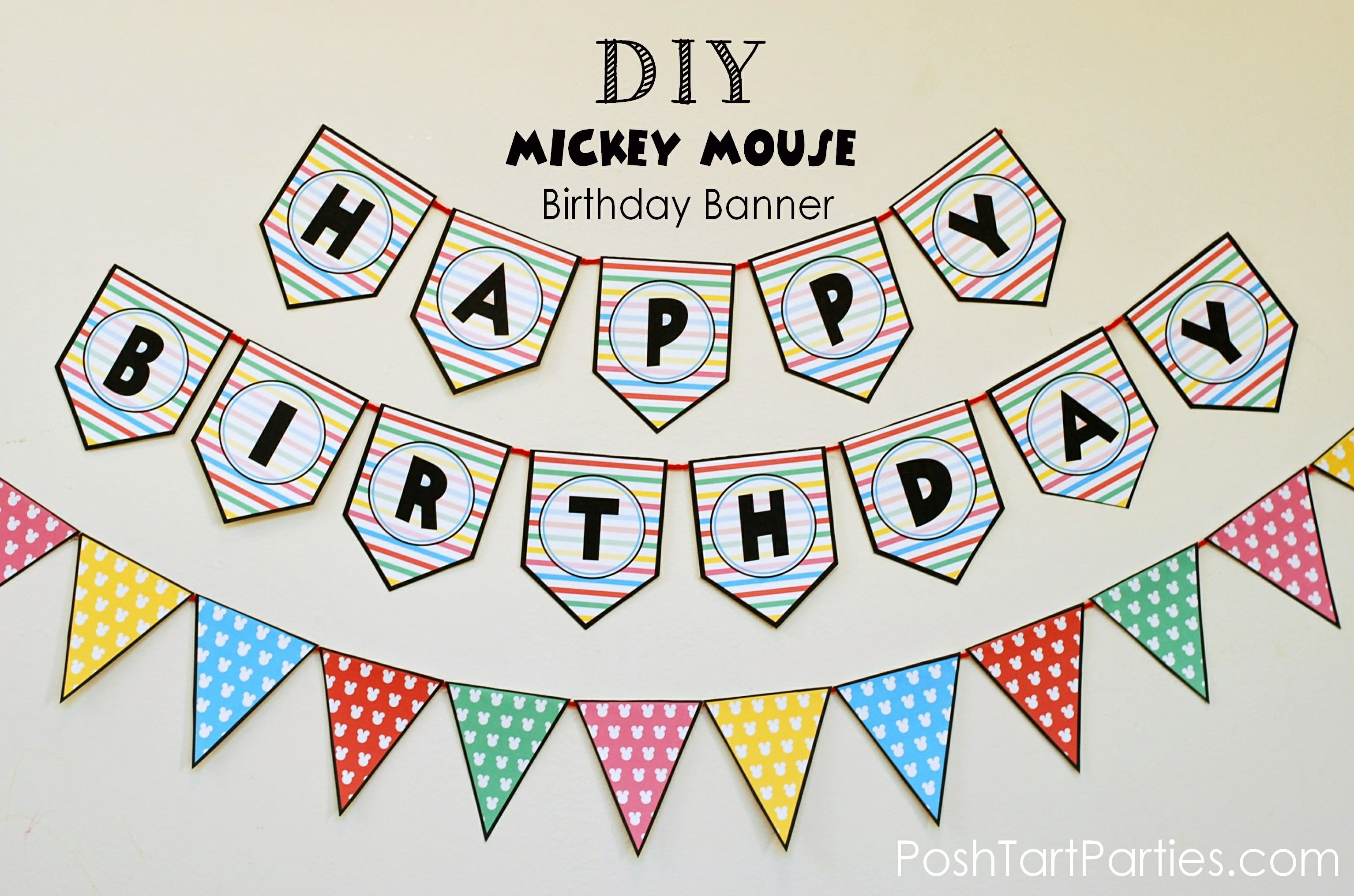 A Mickey And Minnie Mouse Party – Free Printable Happy Birthday - Diy Birthday Banner Free Printable