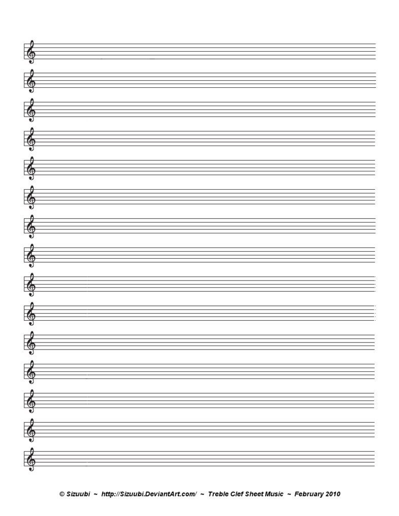 A Simple, Blank Sheet Of Music For Musicians Hoping To Write In - Free Printable Staff Paper Blank Sheet Music Net