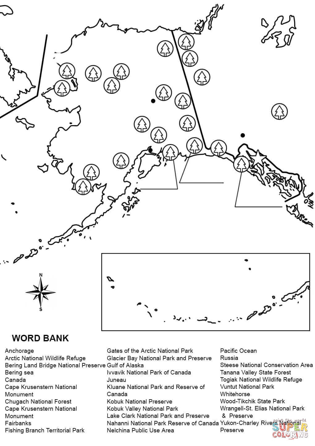 Alaska Map Worksheet Coloring Page | Free Printable Coloring Pages - Free Printable Pictures Of Alaska