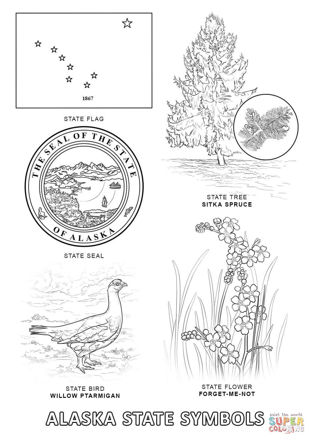 Alaska State Symbols Coloring Page | Free Printable Coloring Pages - Free Printable Pictures Of Alaska