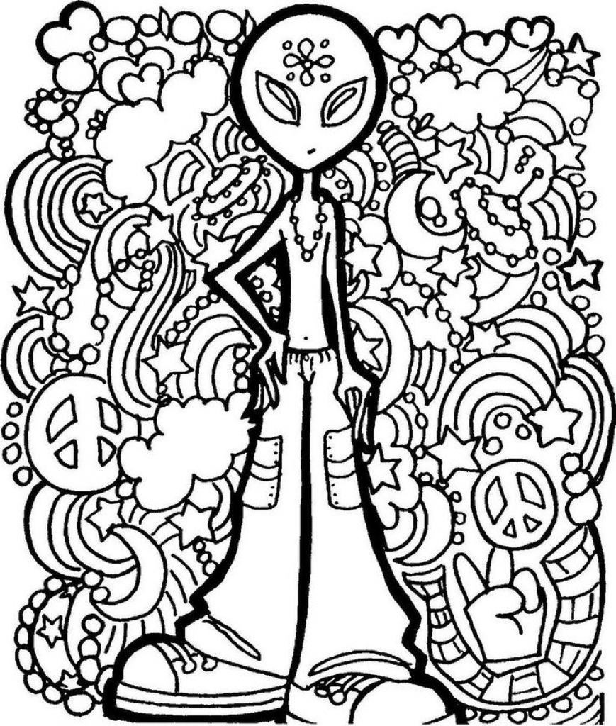 Alien Trippy Printable Coloring Page Free | Coloring Pages - Free Printable Trippy Coloring Pages