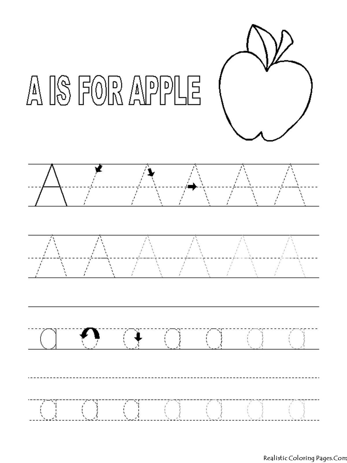 Alphabet Tracer Pages A For Apple | Coloring Pages | Alphabet - Free Printable Preschool Name Tracer Pages
