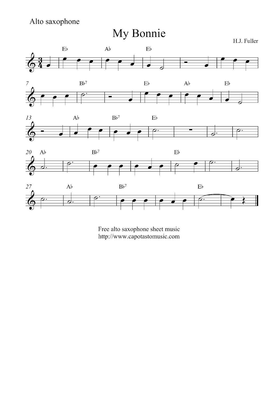 Alto Sax Easy Songs |  Sheet Music Scores: Free Easy Alto - Free Printable Alto Saxophone Sheet Music