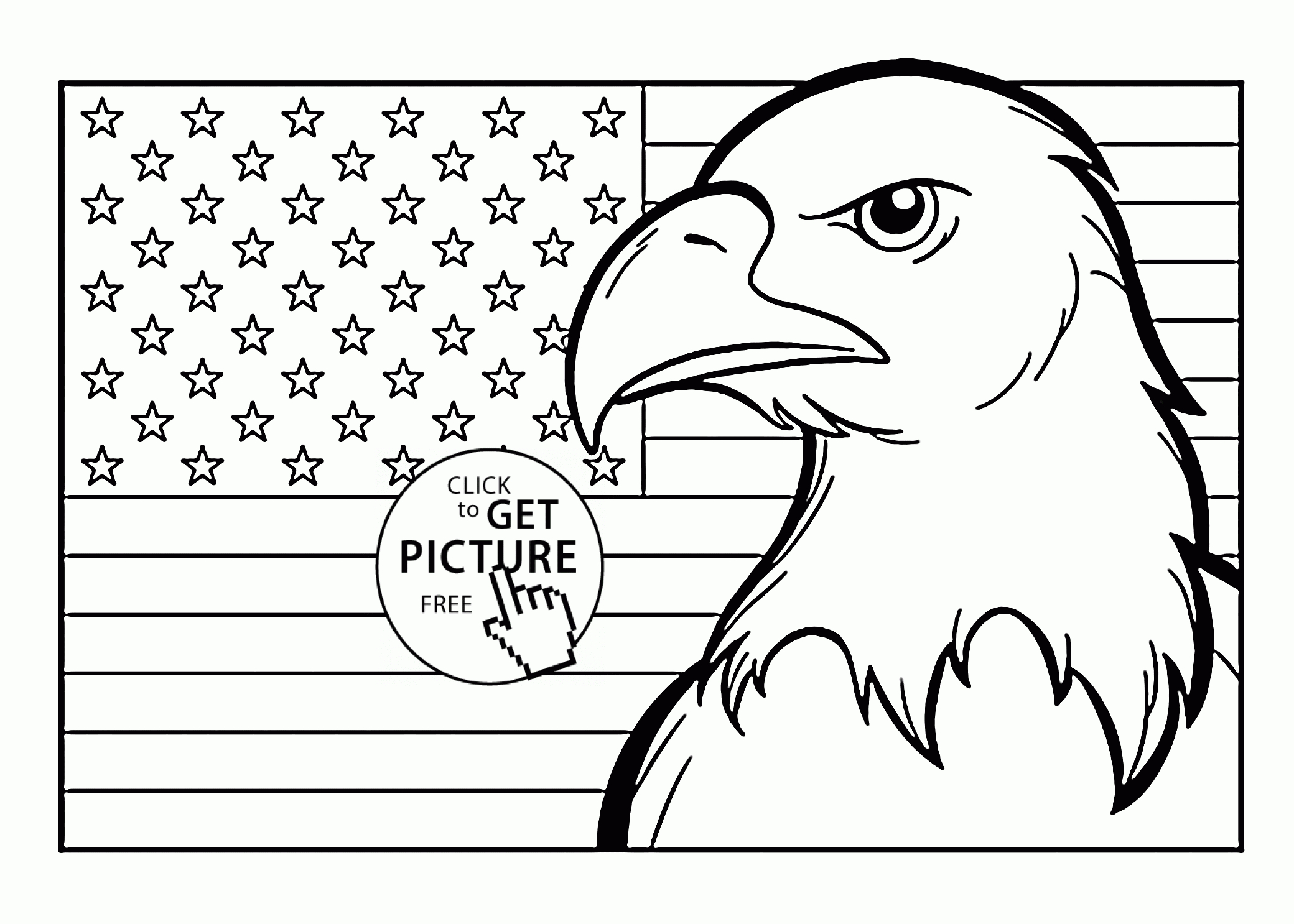 American Flag And Eagle - Fourth Of July Coloring Page For Kids - Free Printable 4Th Of July Coloring Pages