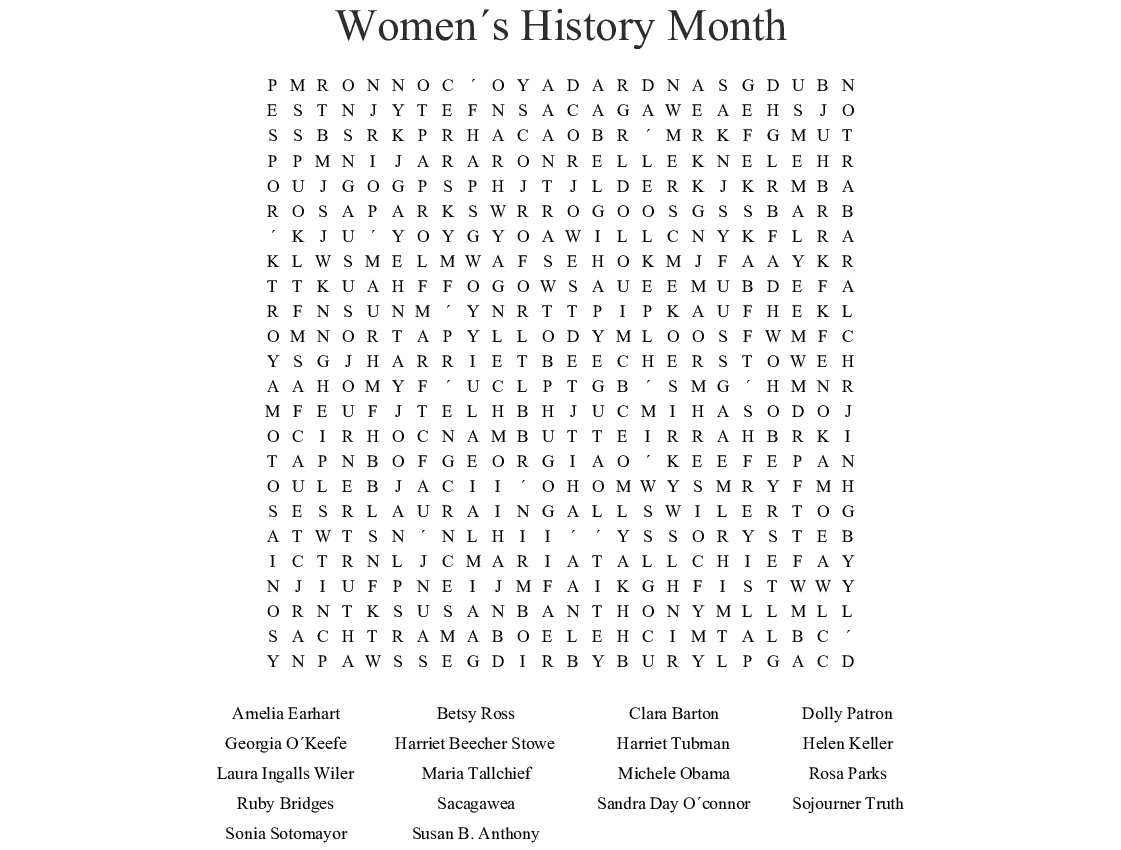 American Women&amp;#039;s History Month Word Search - Wordmint - Free Printable Black History Month Word Search