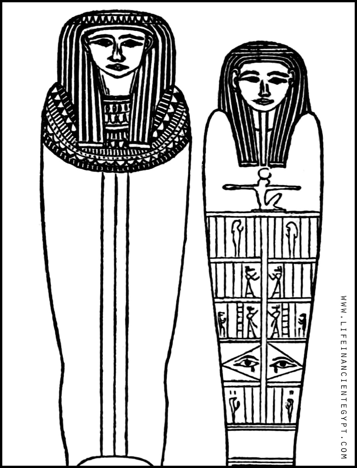 Ancient Egypt Sarcophagus Coloring Page (Man And Woman Married Mummy - Free Printable Sarcophagus