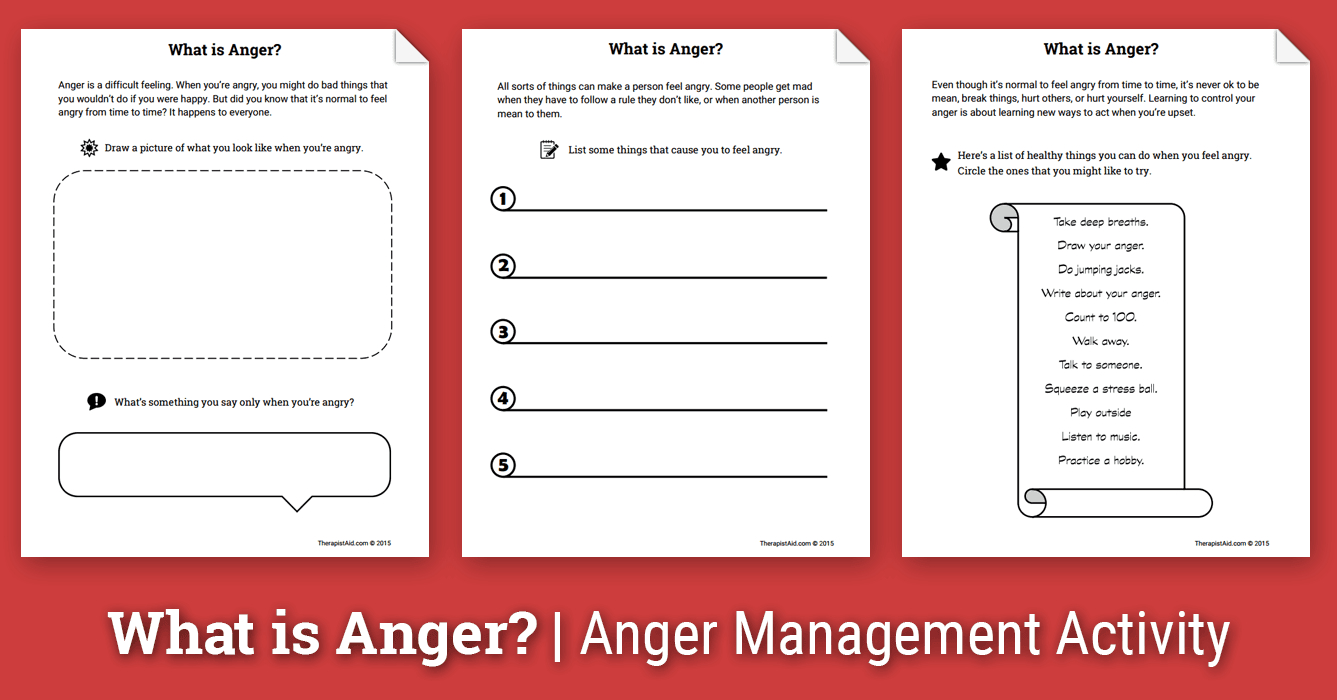 Anger Activity For Children: What Is Anger? (Worksheet) | Therapist Aid - Free Printable Anger Management Activities