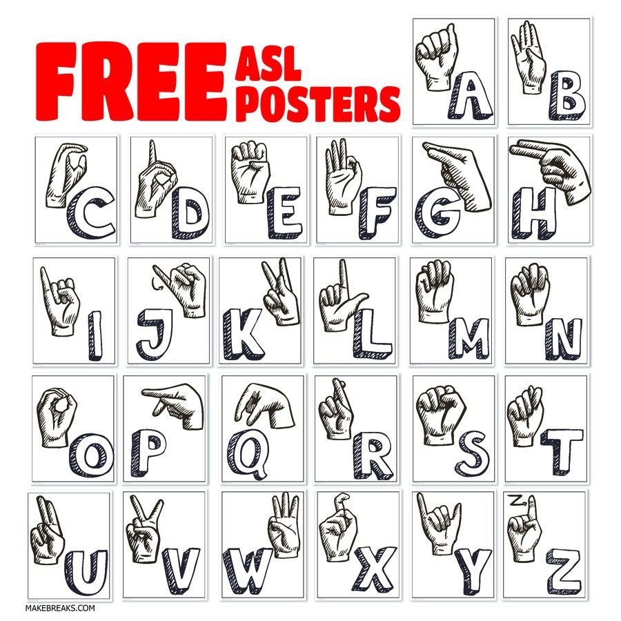 Asl Alphabet And Letter Posters | Classroom Printables | Asl Sign - Sign Language Flash Cards Free Printable
