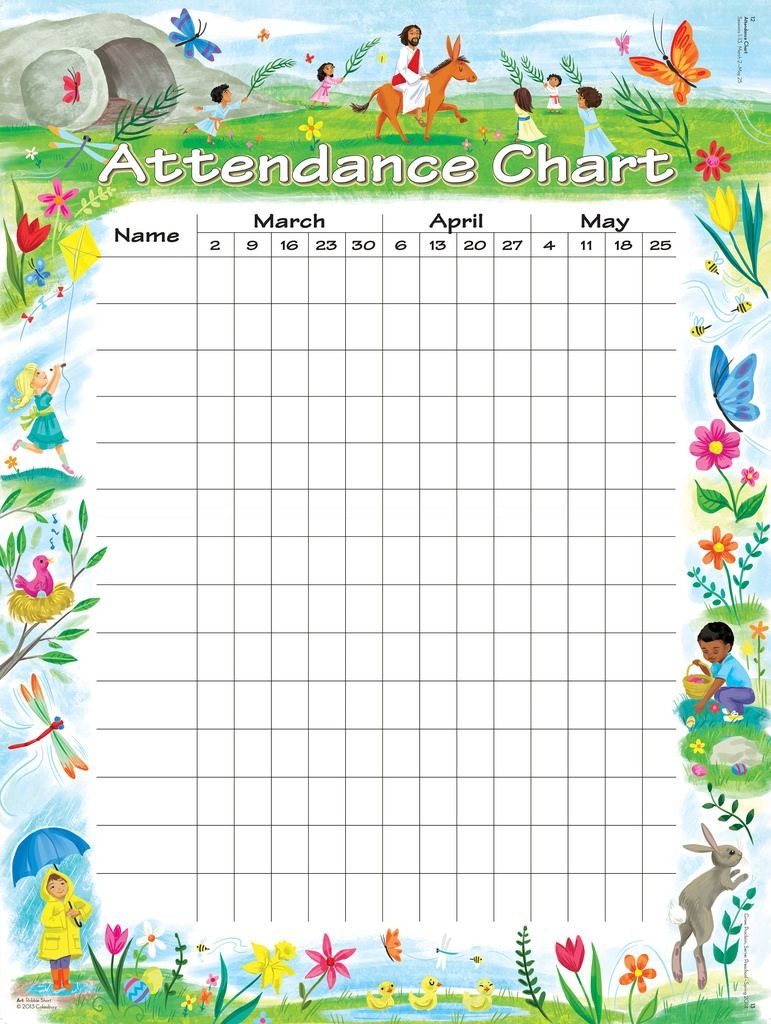 Attendance Chart | Children&amp;#039;s Church | Attendance Chart, Sunday - Sunday School Attendance Chart Free Printable