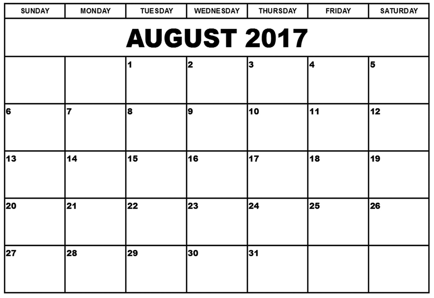 August 2017 Calendar - Printable Monthly Calendar #august2017 #calendar - Free Printable August 2017