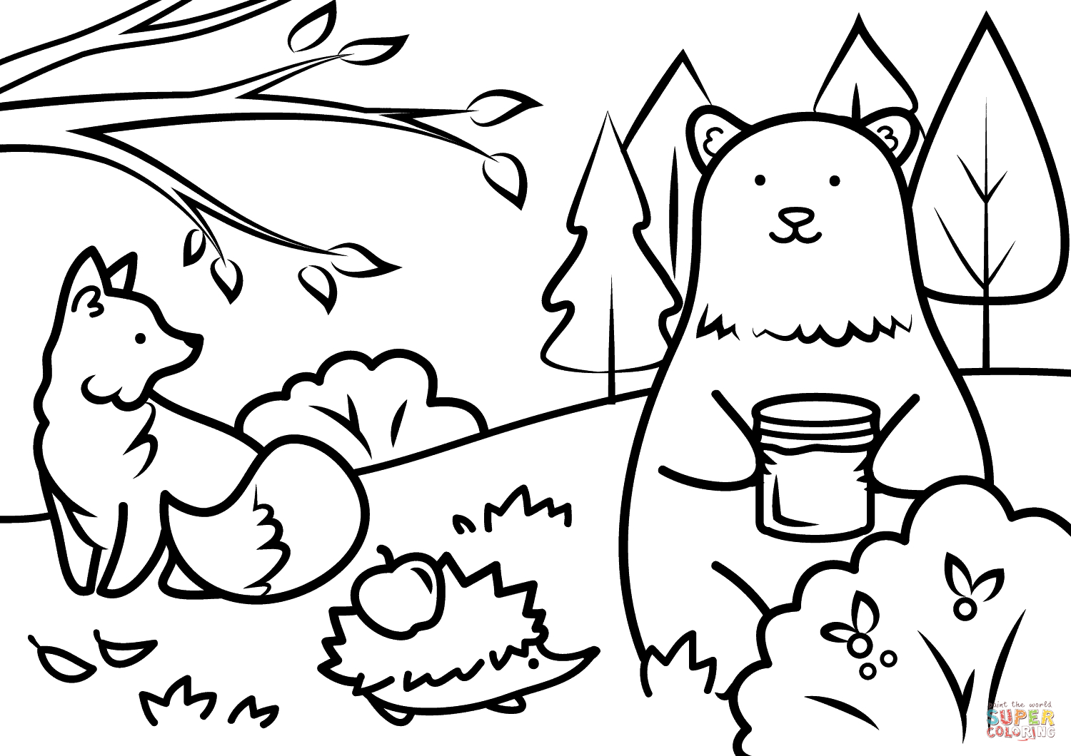 Autumn Animals Coloring Page | Free Printable Coloring Pages - Free Printable Animal Coloring Pages