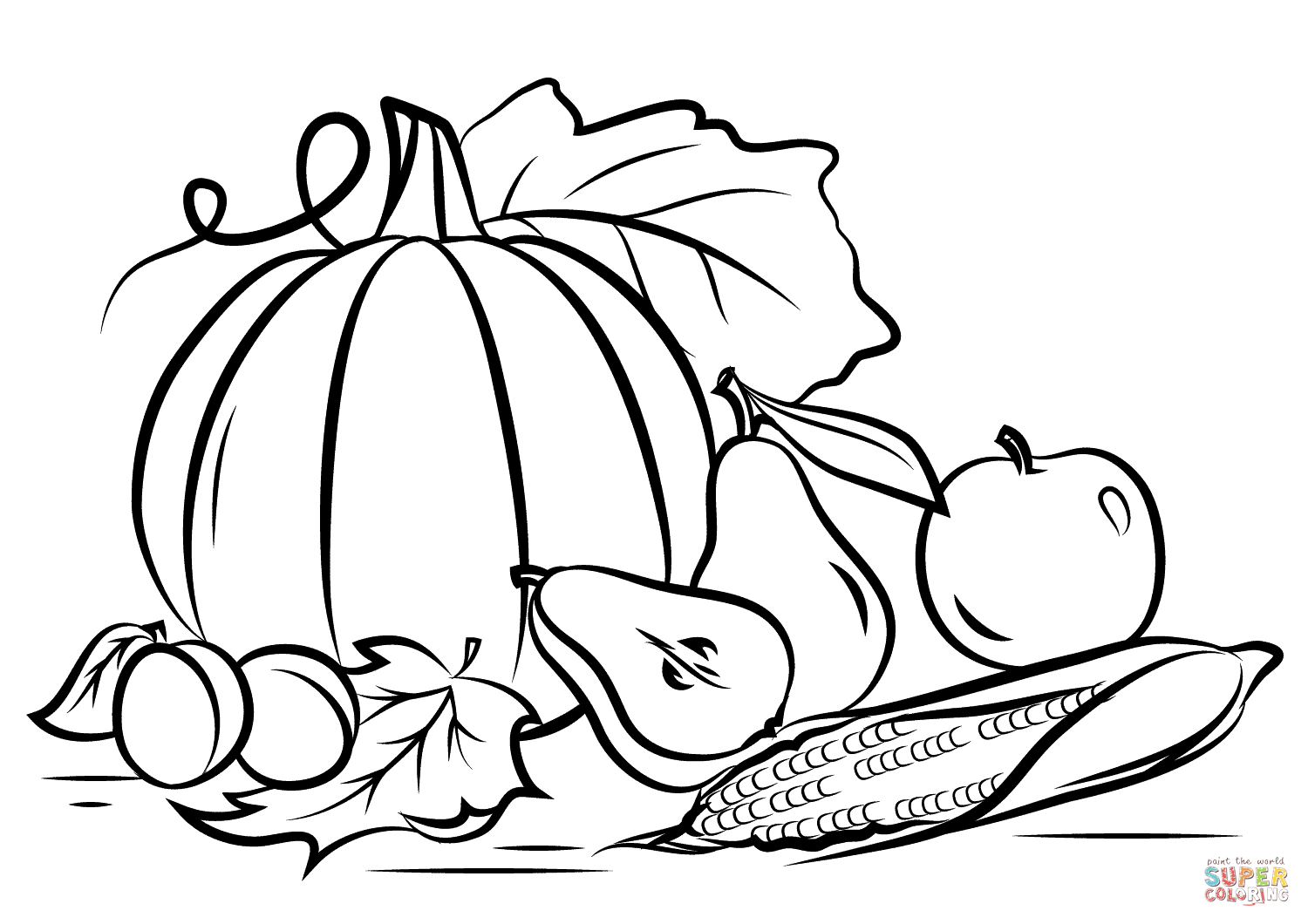 Autumn Harvest Coloring Page | Free Printable Coloring Pages - Free Printable Coloring Pages Fall Season
