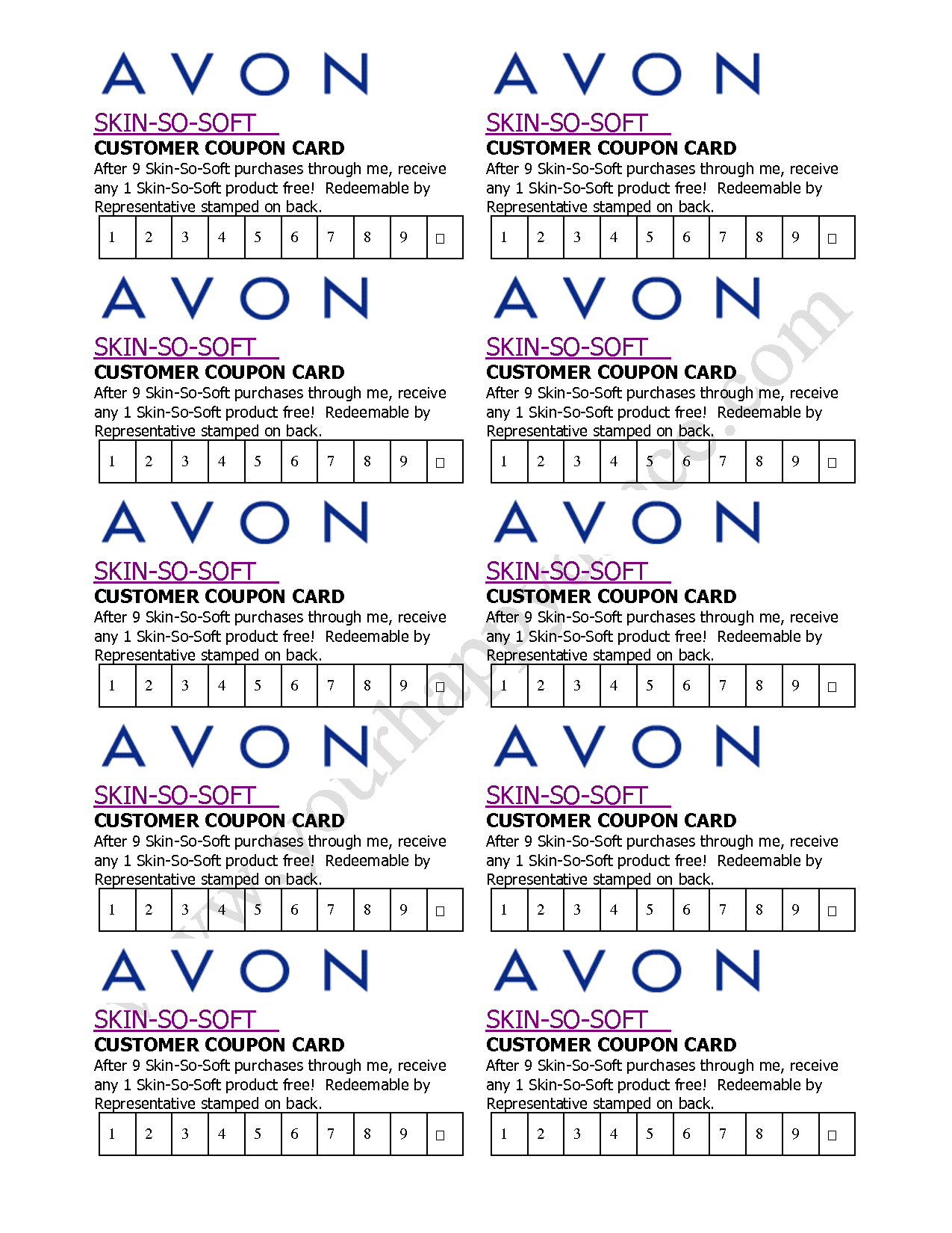 Avon Skin So Soft Coupon Card  … | Avon In 2019… - Free Printable Avon Flyers