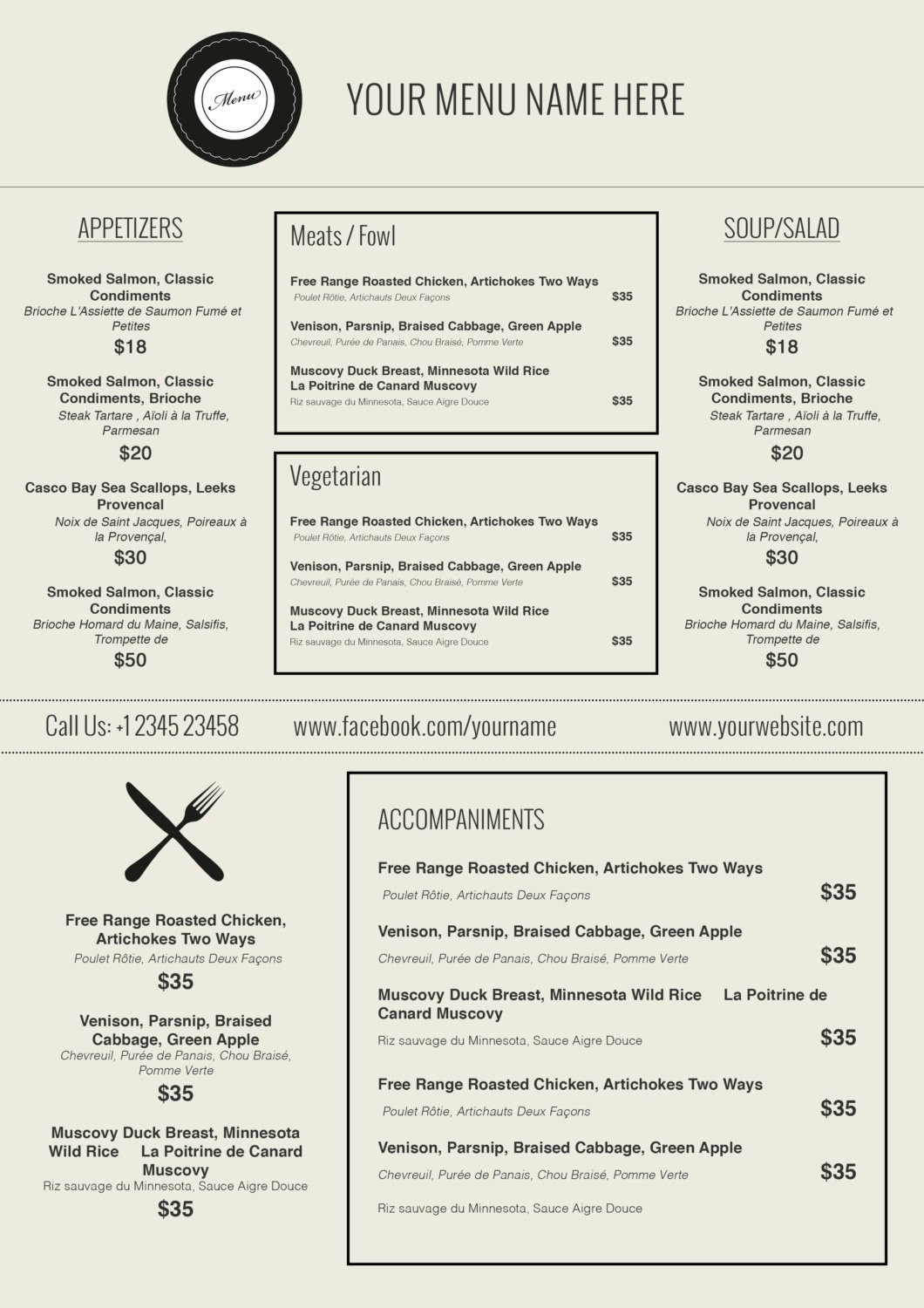 Awesome Free Printable Restaurant Menu Templates - Kathycanfor - Menu Template Free Printable Word
