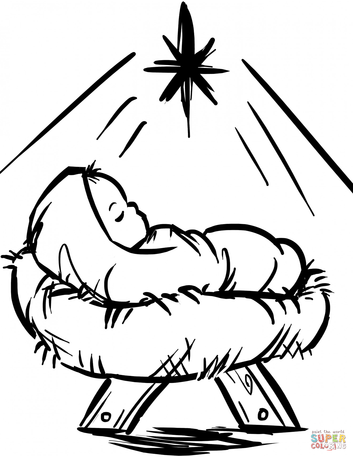 Baby Jesus Manger Scene Coloring Page | Free Printable Coloring Pages - Free Printable Christmas Baby Jesus Coloring Pages
