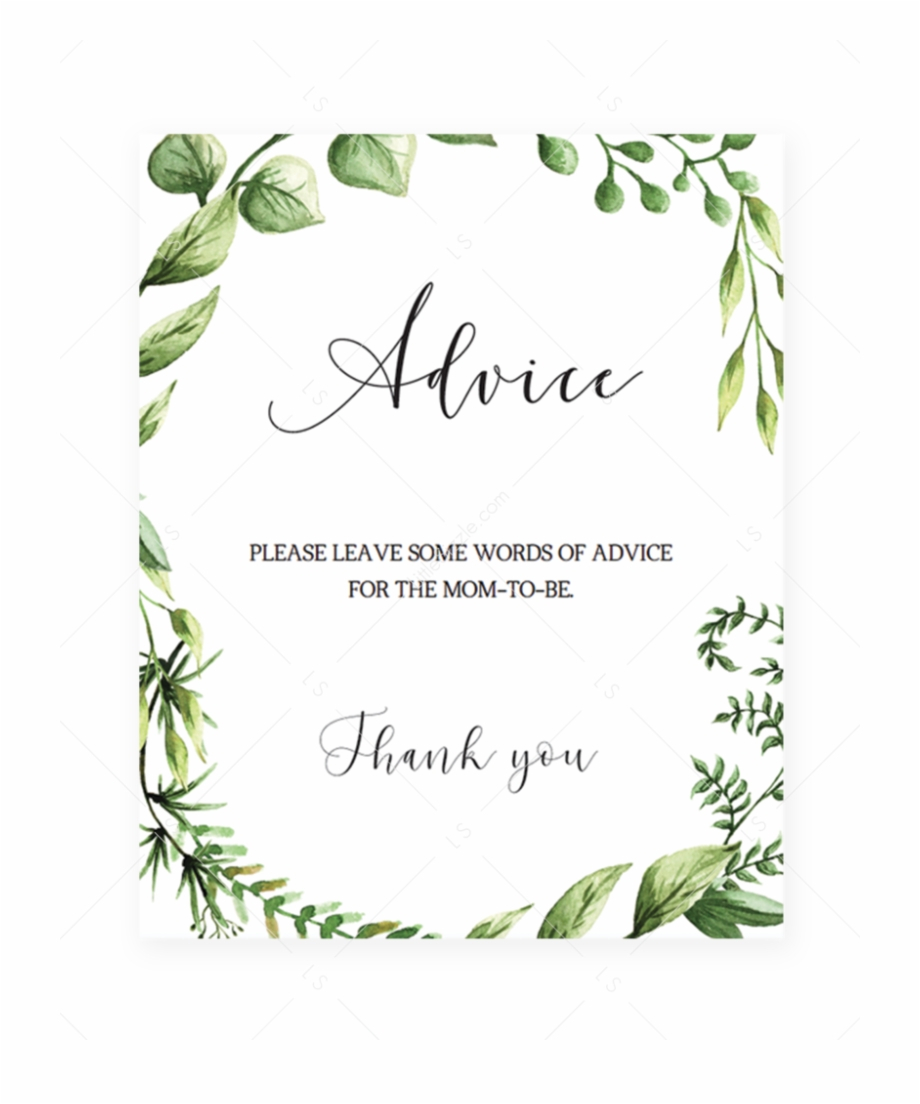 Baby Shower Advice Sign Printable With Watercolor Greenery - Big Is - Free Mommy Advice Cards Printable