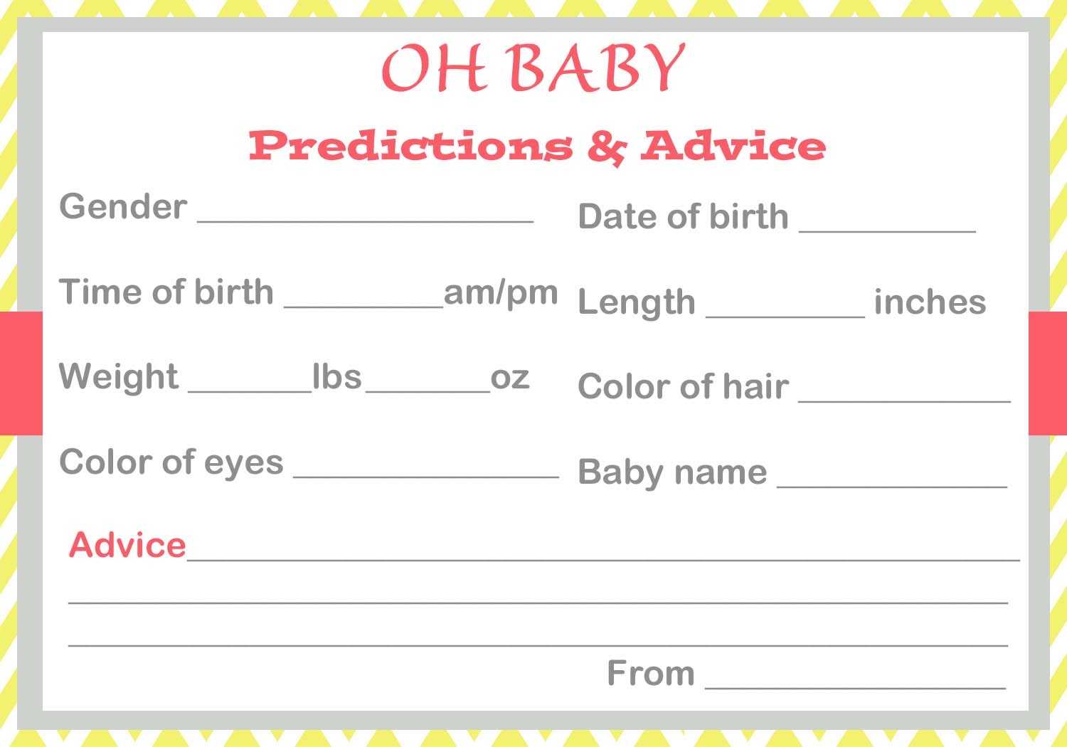 Baby Shower Baby Prediction Cards - Free Printable Baby Advice Cards