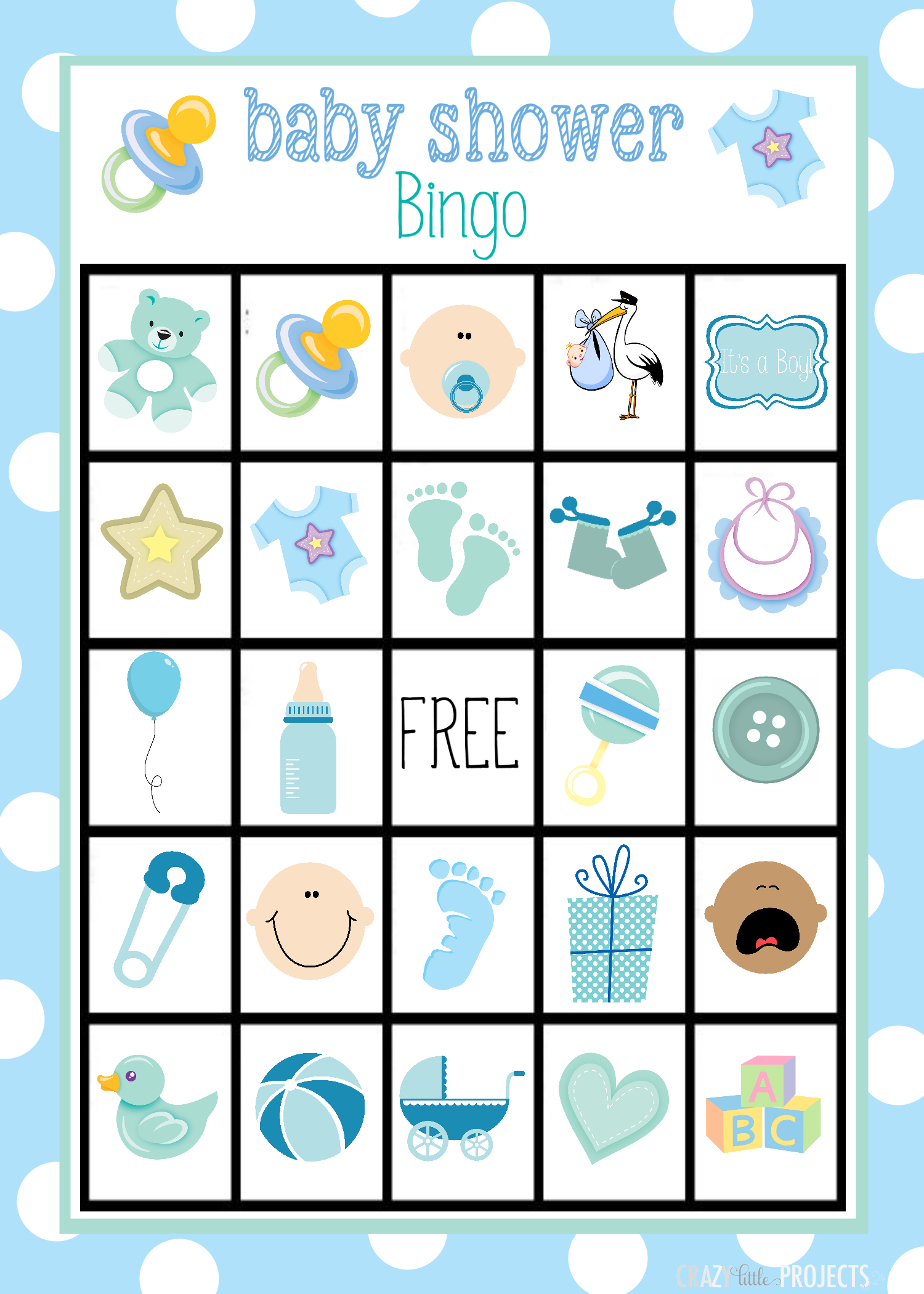 Baby Shower Bingo Cards - Baby Bingo Free Printable Template