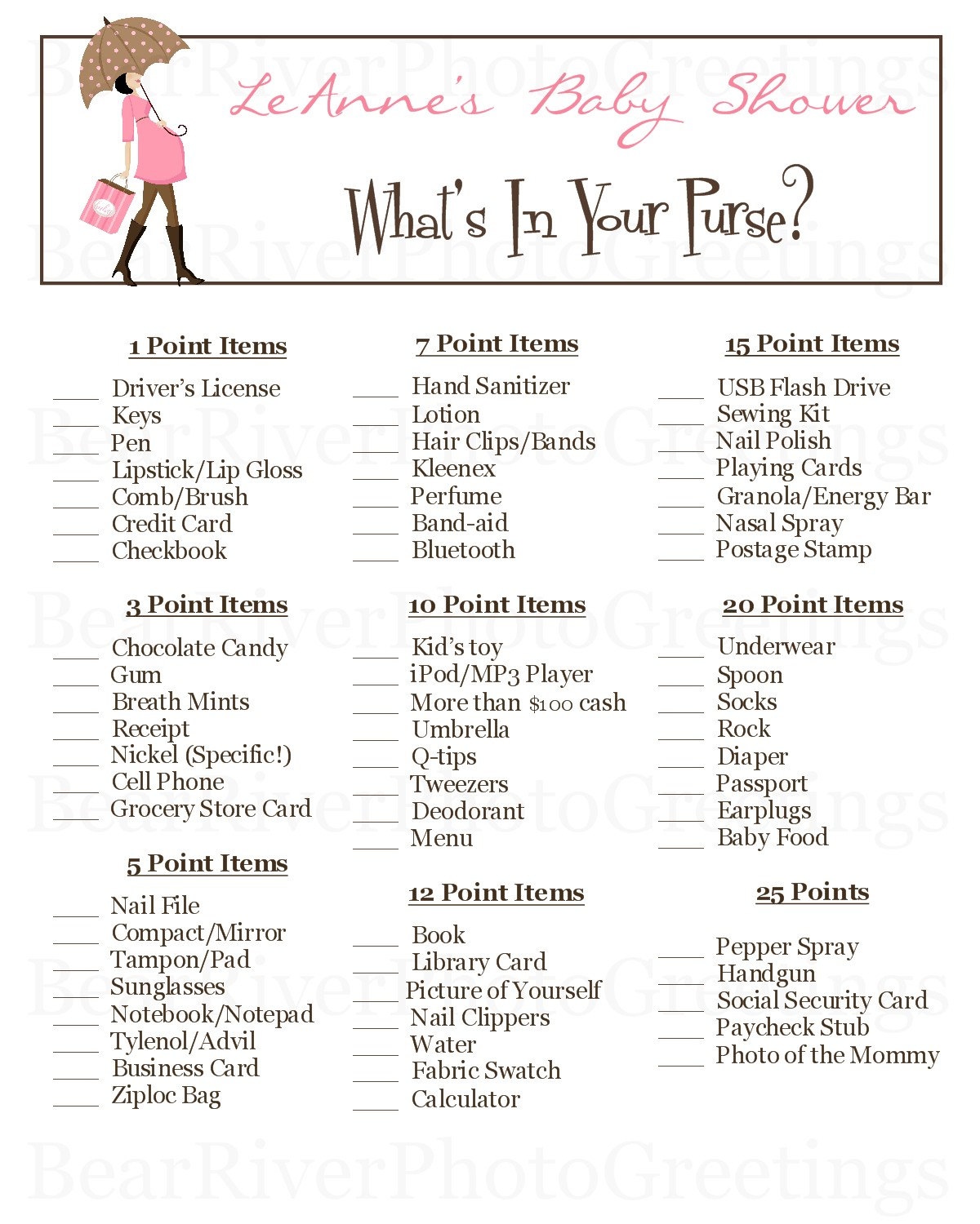 Baby Shower Food Ideas: Baby Shower Ideas Printable Games - Free Printable Baby Shower Games What&amp;amp;#039;s In Your Purse