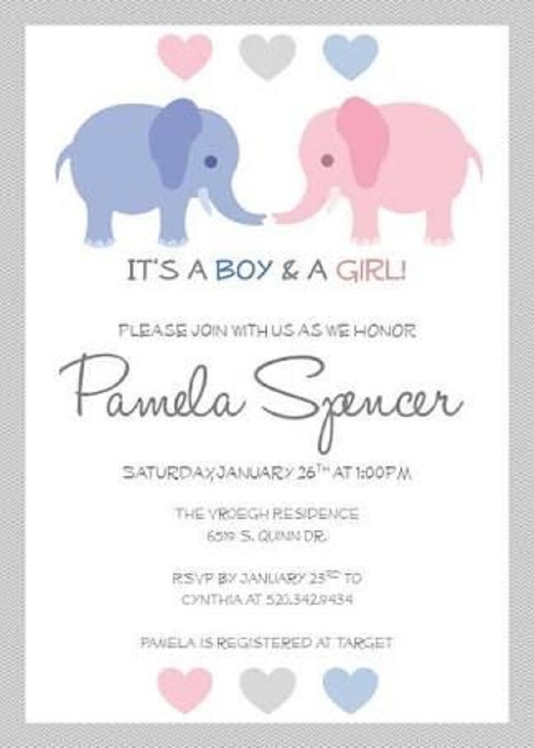 Baby Shower Invitations For Twins Free Printable | Party Invitation - Free Printable Baby Shower Card