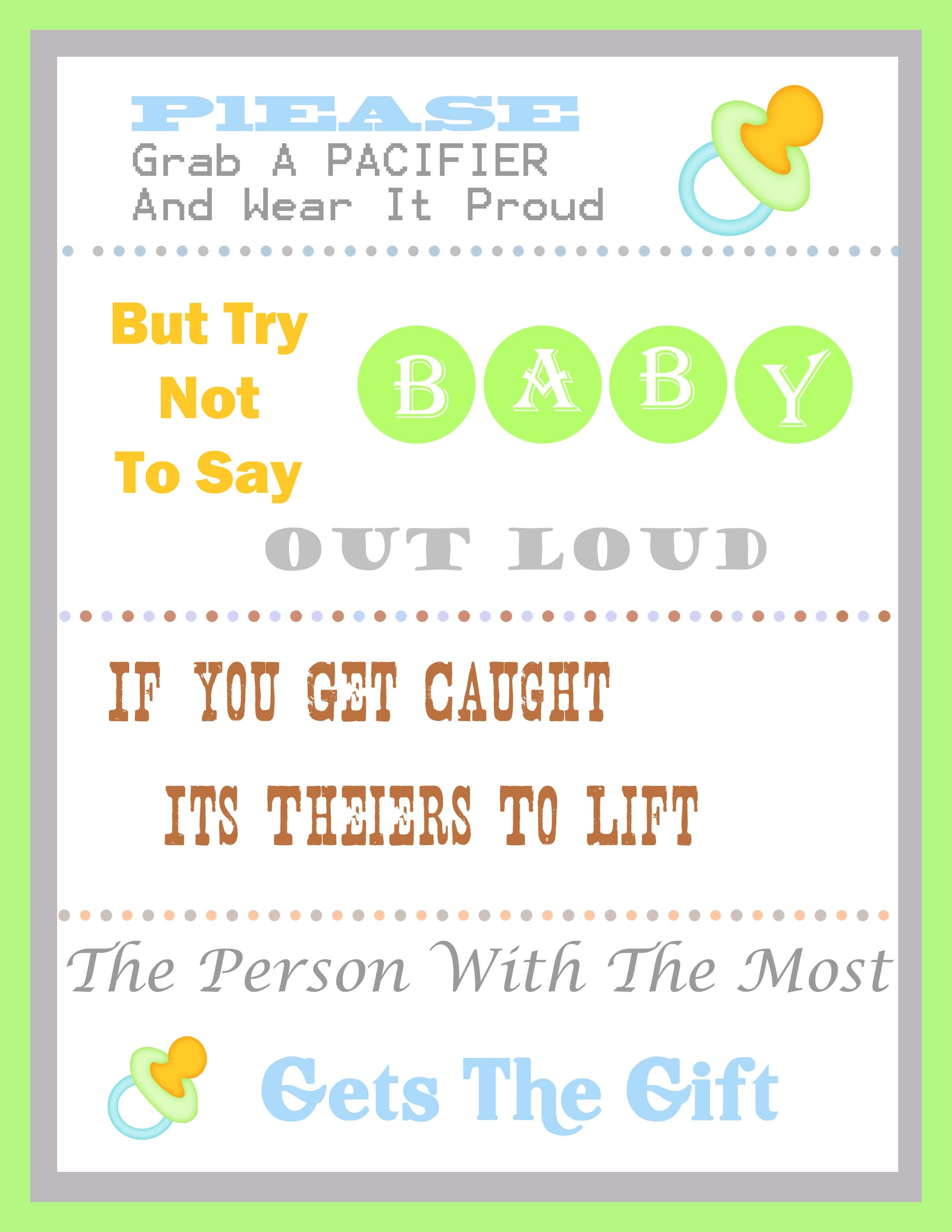 Baby Shower Pacifier Game - Pin The Dummy On The Baby Free Printable