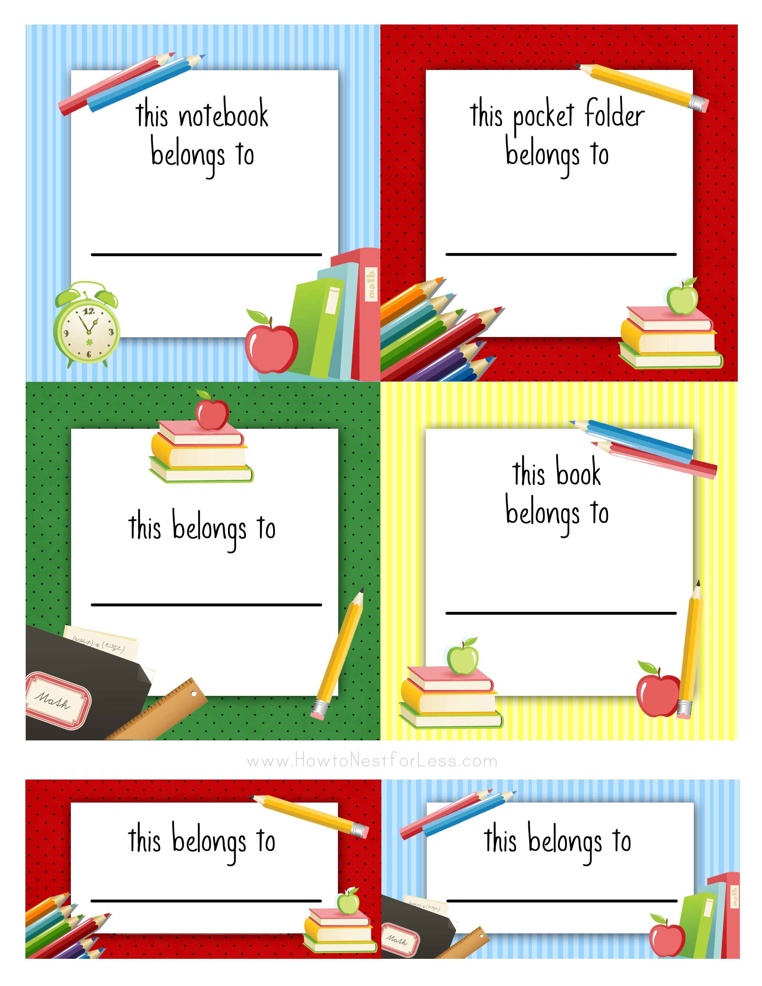 Back To School Labels For Kids | Printables, Freebies, Diy | School - Free Printable Name Tags For School Desks