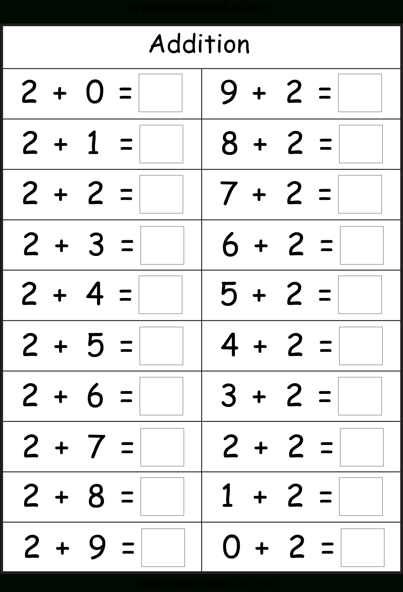 Basic Addition Facts – 8 Worksheets / Free Printable Worksheets - Free Printable Math Addition Worksheets For Kindergarten