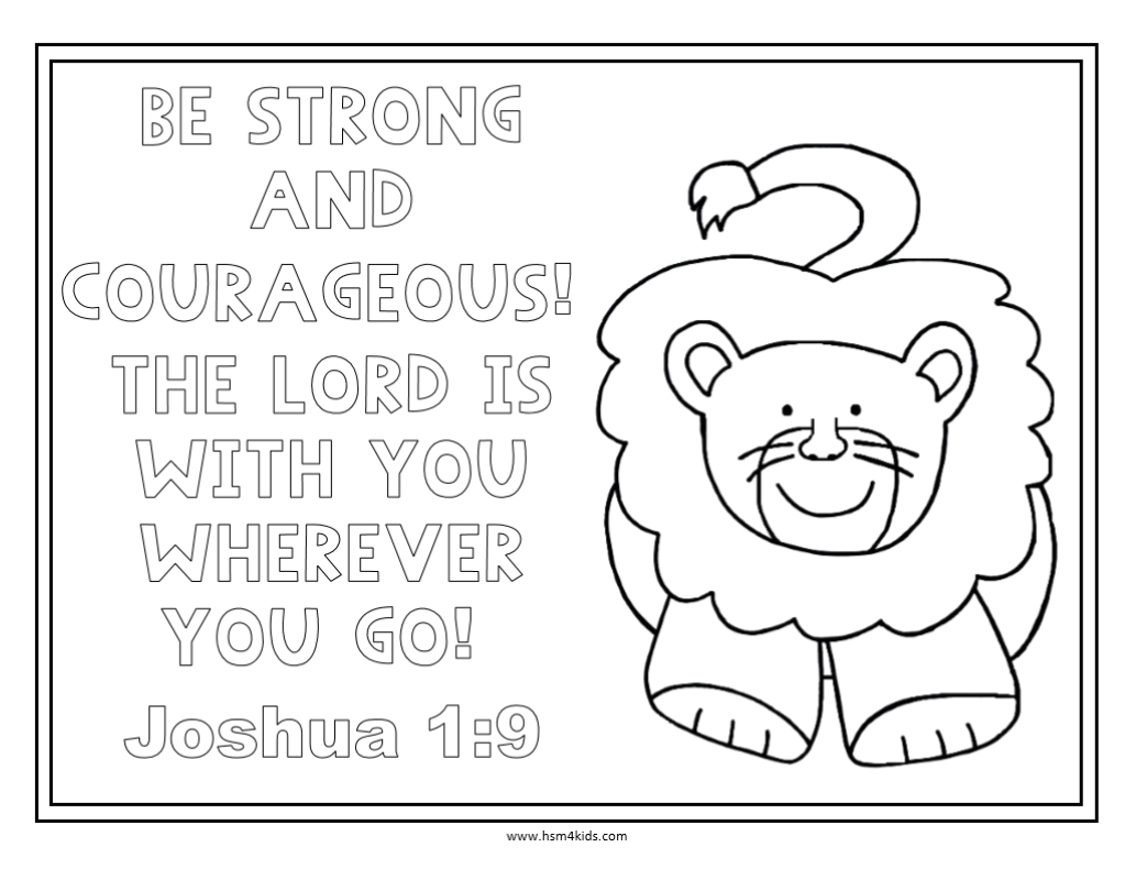 Be Strong And Courageous Free Bible Coloring Worksheet. | Church - Free Printable Bible Lessons For Toddlers