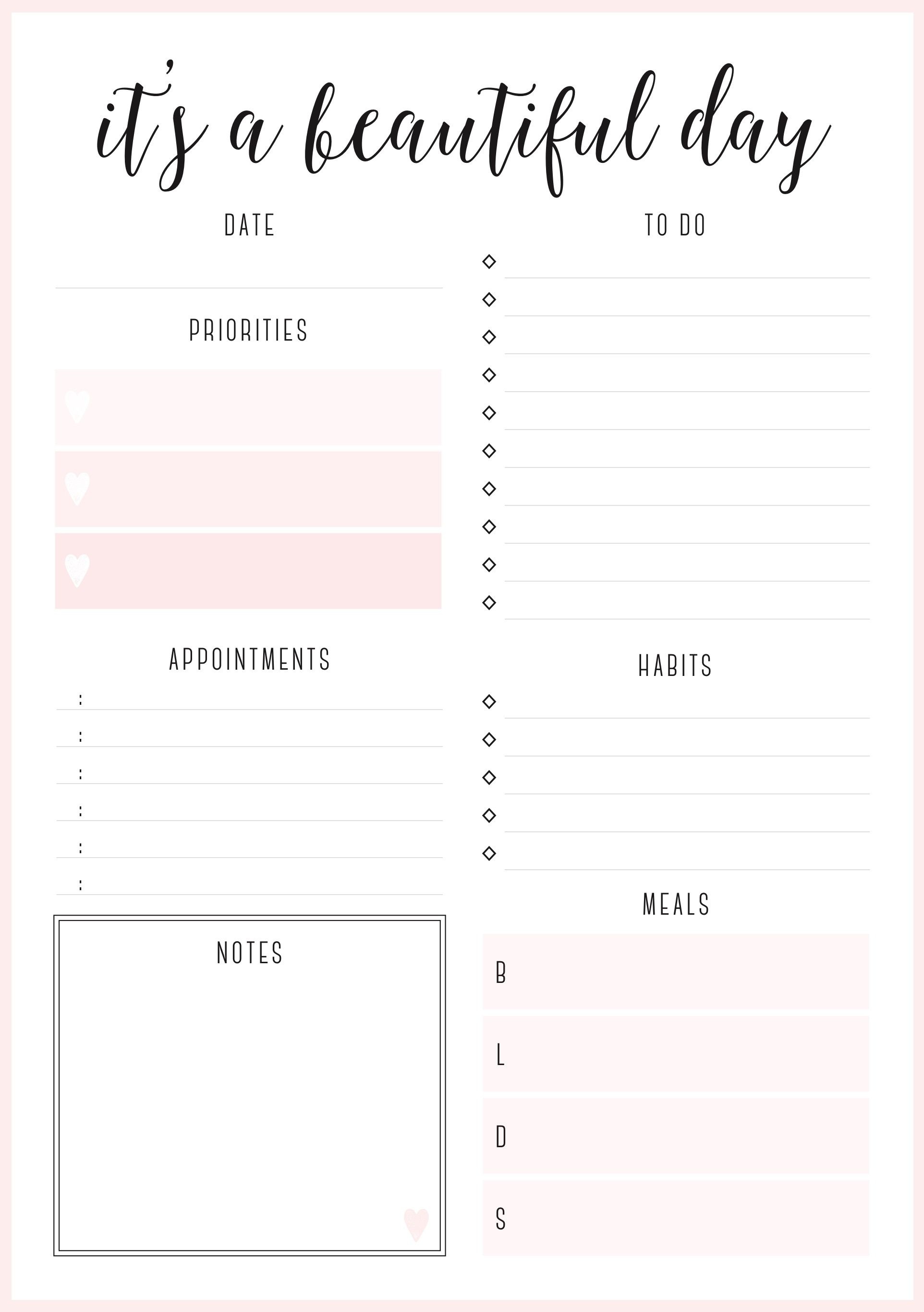 Beautiful Daily Planners - Free Printables | Planner Pages - Free Printable Diary Pages
