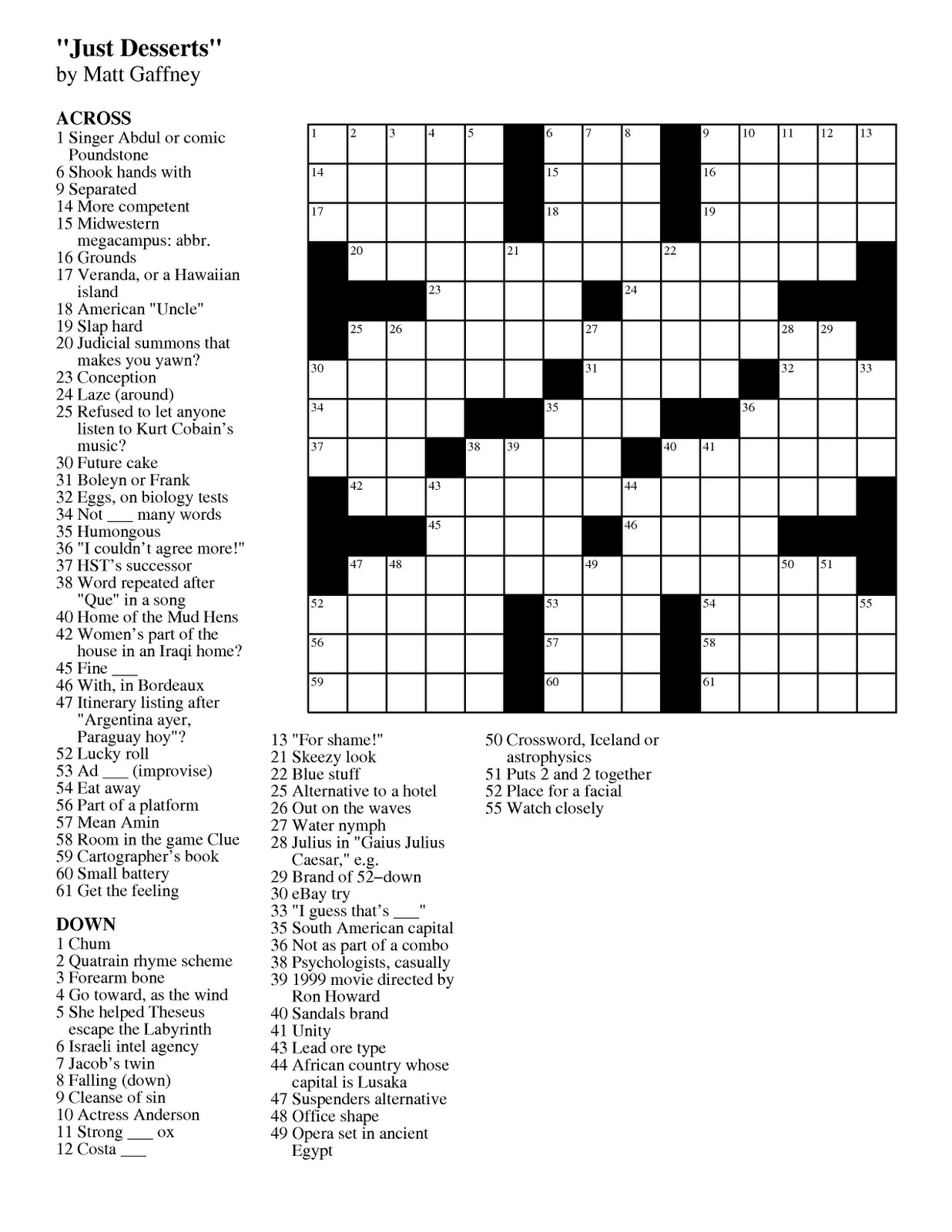 crossword puzzle maker printable and free