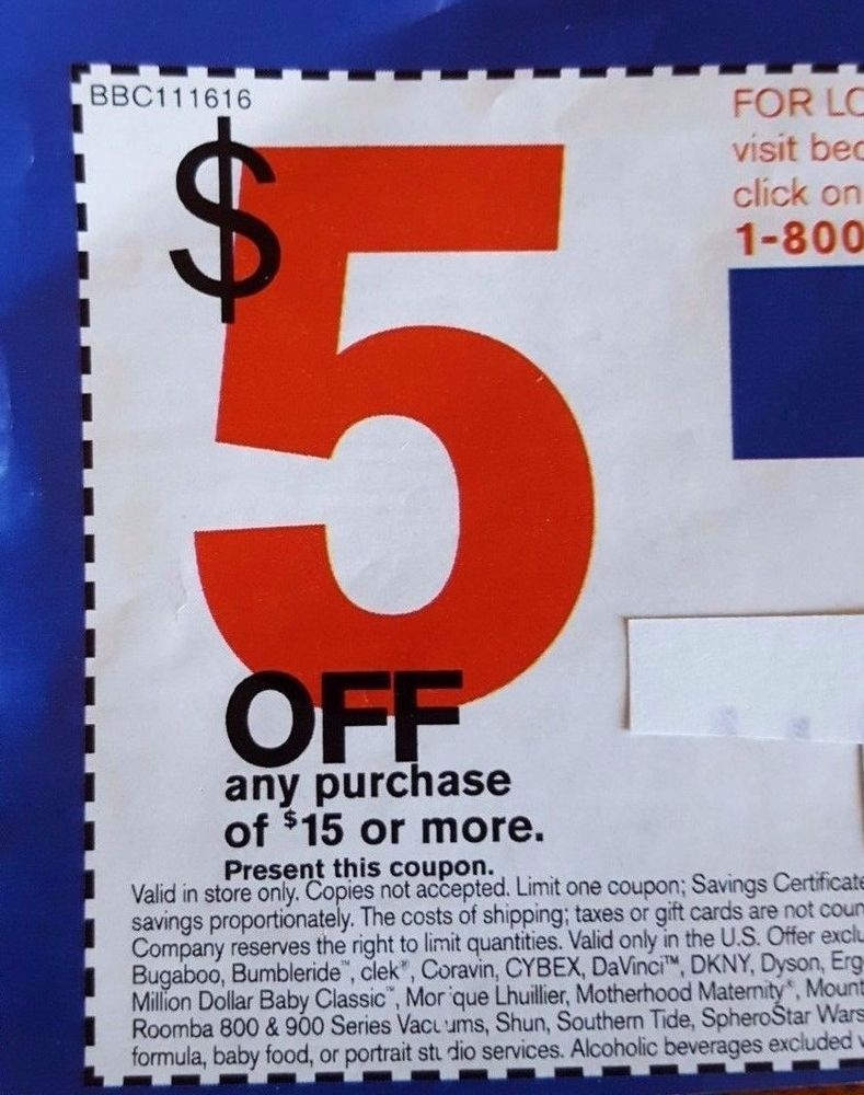 Bed Bath Beyond Coupon 5 Off Save $5 (Any Purchase $15 Or More) Deal - Free Printable Bed Bath And Beyond 20 Off Coupon