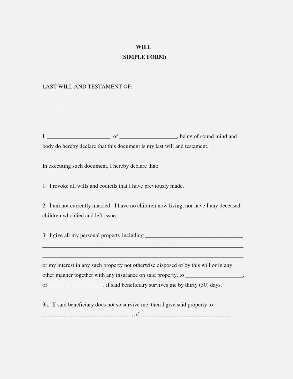 Best Photos Of Online Printable Will Form – Free Printable Last Will - Free Printable Wills
