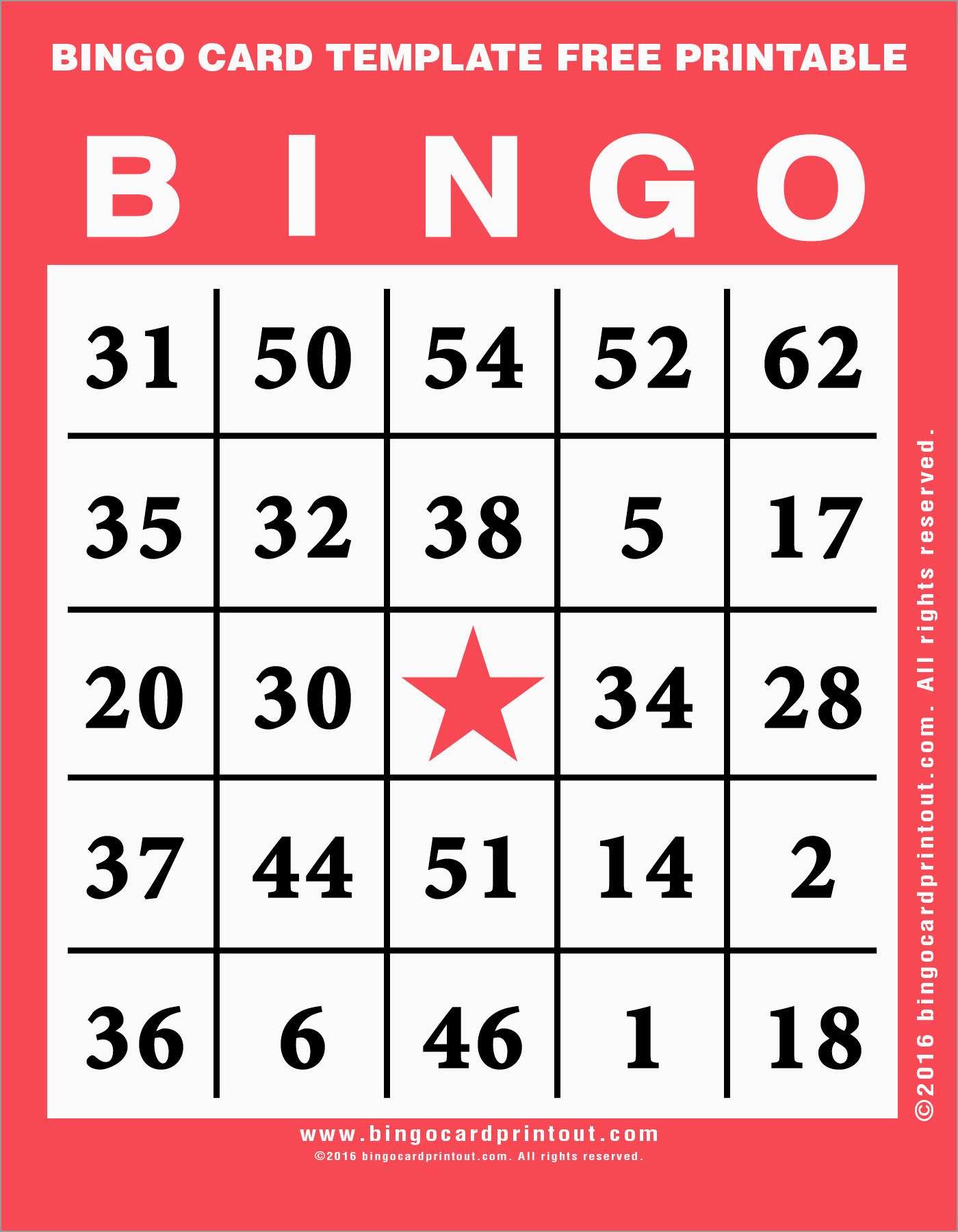Bingo Card Template Free Great Free Printable Bingo Cards Template - Printable Bingo Template Free