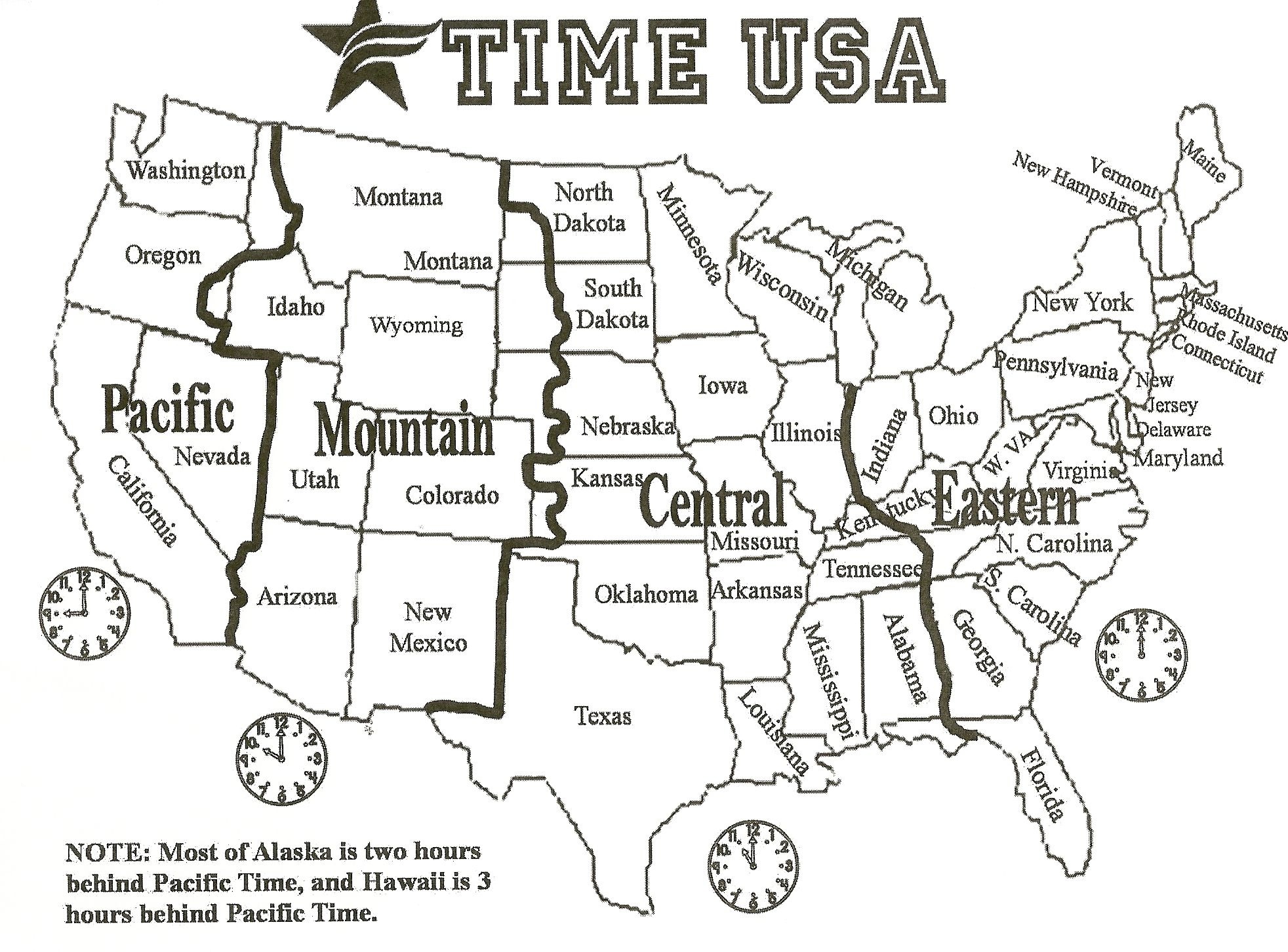 Black And White Us Time Zone Map - Google Search | Social Studies - Free Printable Us Timezone Map With State Names