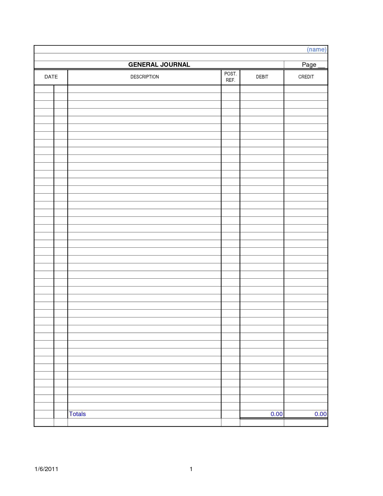 Blank Accounting Ledger Template Printable | Money Tips | Accounting - Free Printable Ledger Sheets