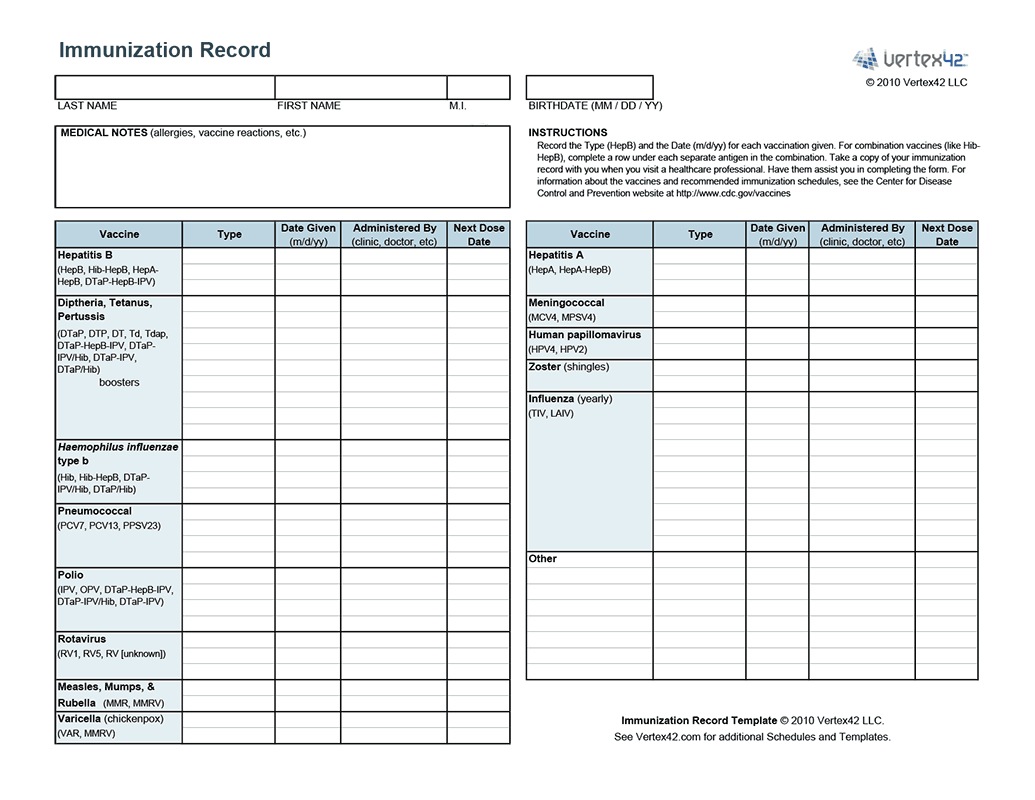 Blank Immunization Record - Demir.iso-Consulting.co - Free Printable Dog Shot Records