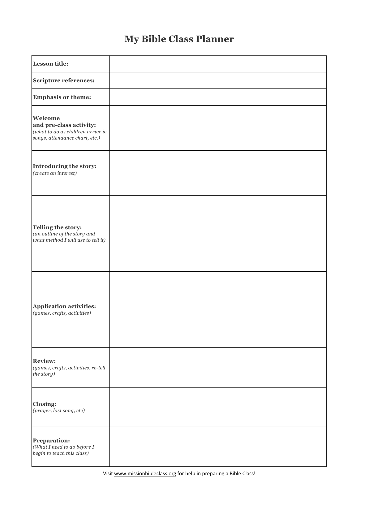 Blank Lesson Plan Templates To Print | Lesson Planning | Blank - Free Printable Sunday School Lessons For Youth